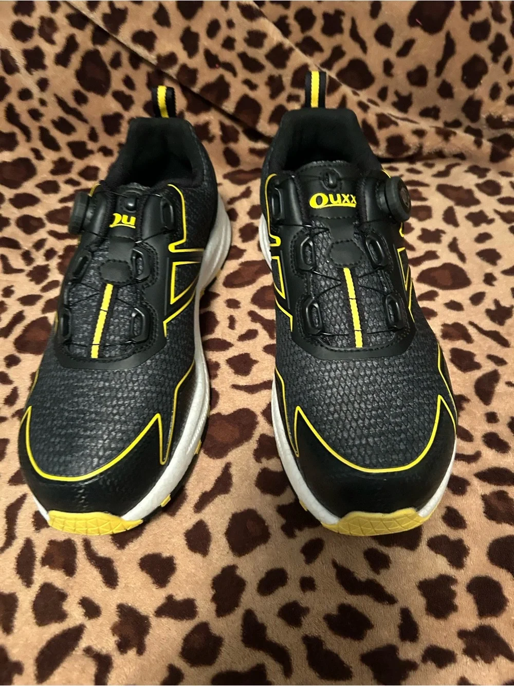 Men's Black and Yellow Athletic Shoes with Dial Closure